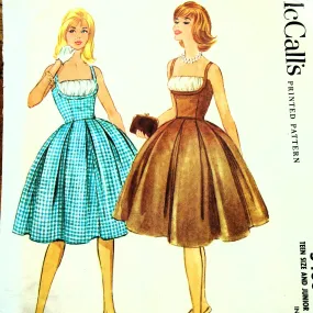 1960 LOVELY Brigitte Bardot Style Dress Pattern McCALLS 5406 Beautiful Fitted Camisole Top Bodice Flattering Shelf Bust Shirred 