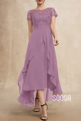 A-Line Applique Scoop Mother of the Bride Dress Elegant Evening Gown QM3252