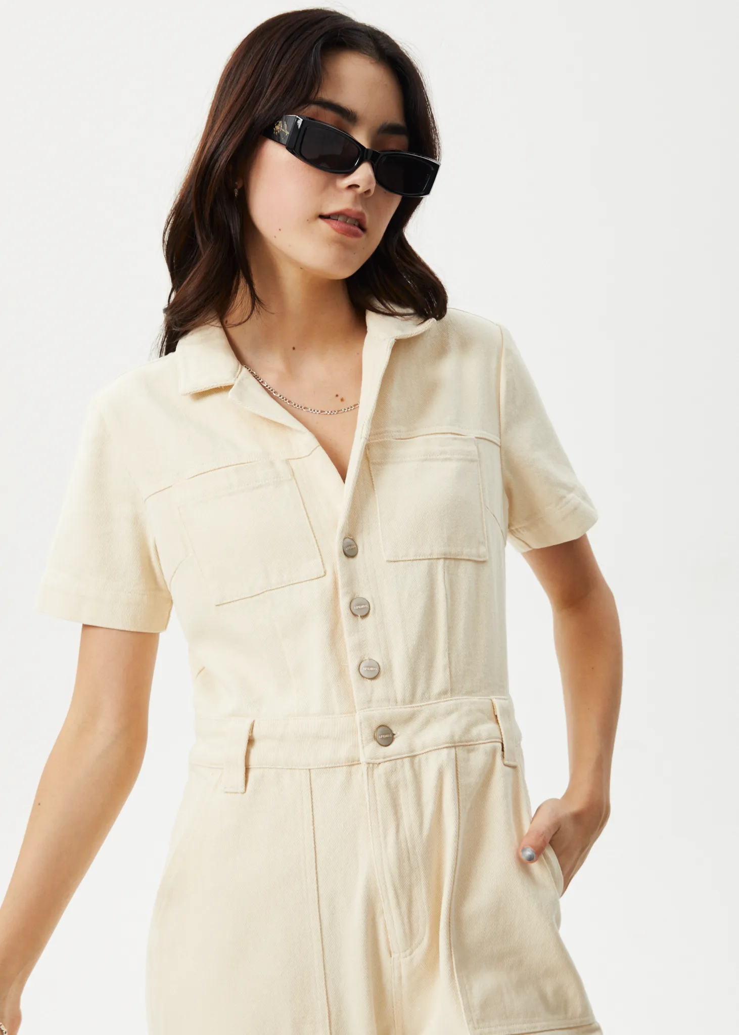 AFENDS Womens Mika - Carpenter Jumpsuit - Sand