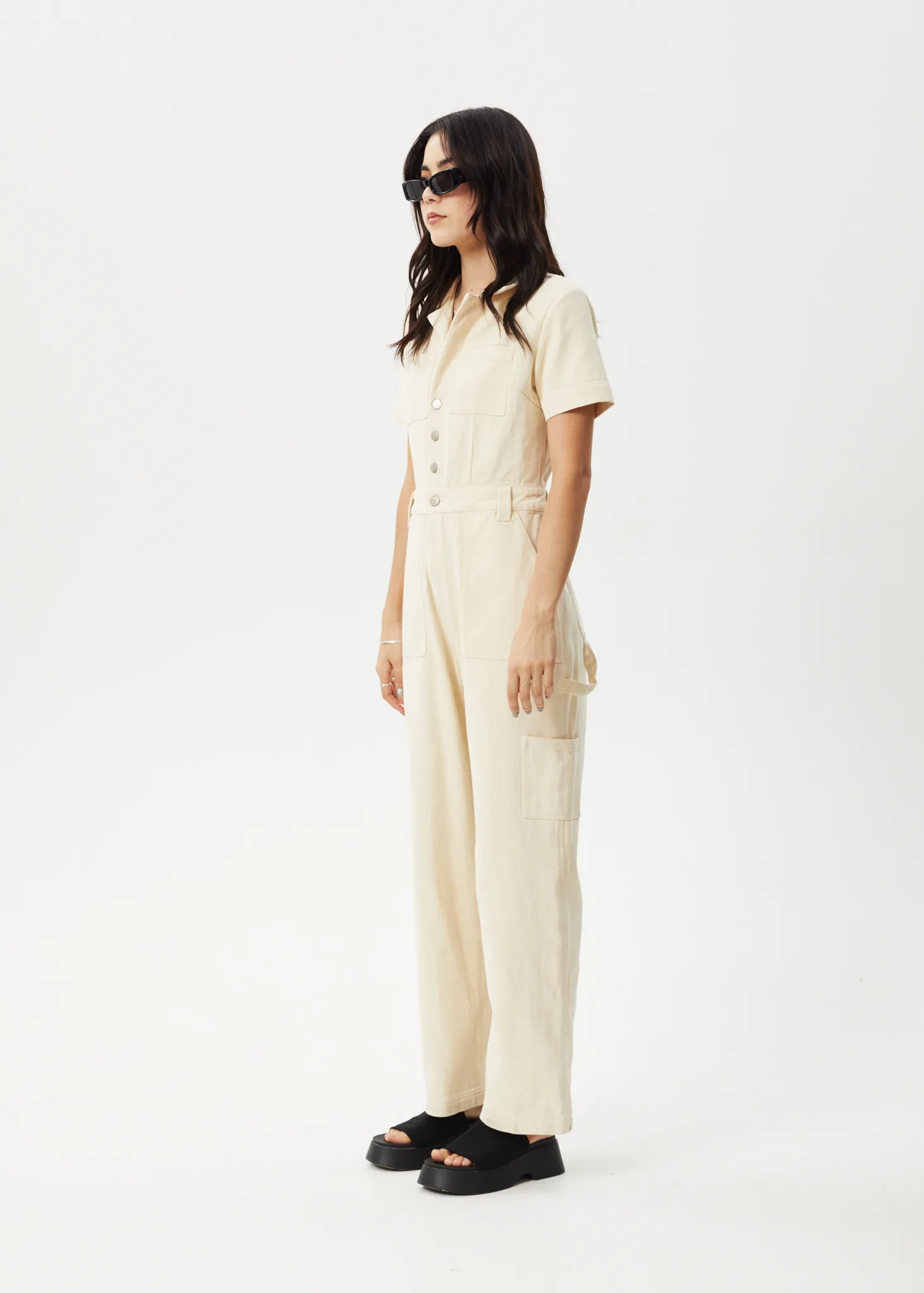 AFENDS Womens Mika - Carpenter Jumpsuit - Sand