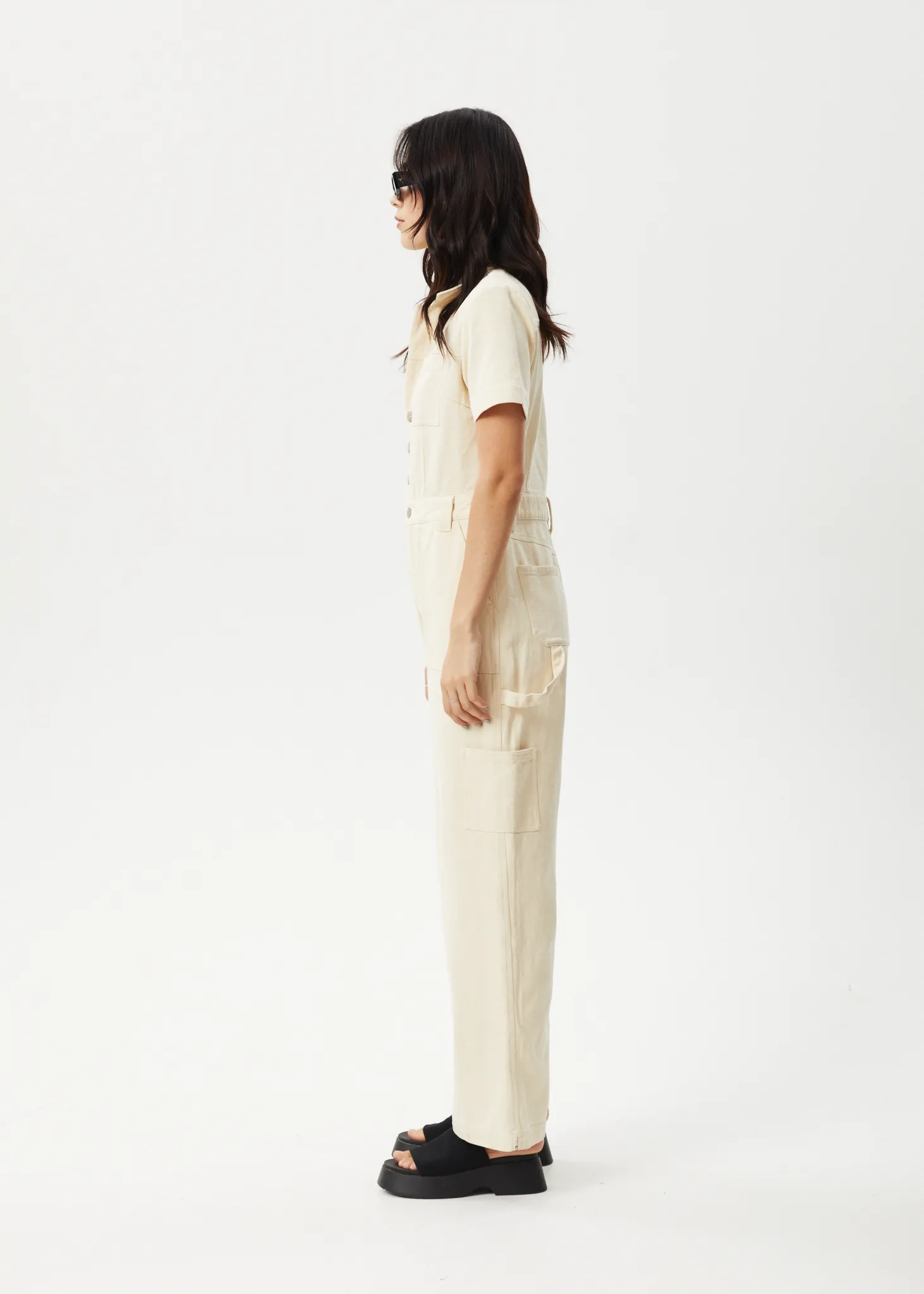 AFENDS Womens Mika - Carpenter Jumpsuit - Sand