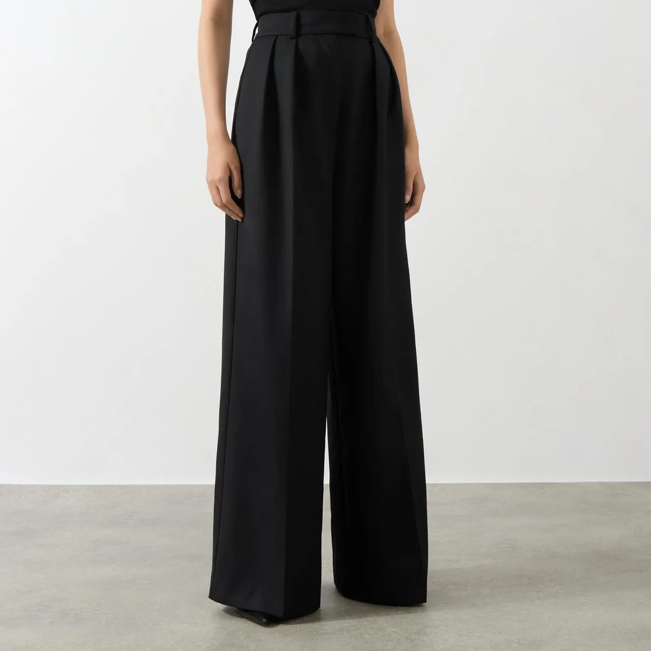 ANINE BING Lou High-Rise Wide Leg Trousers - Black