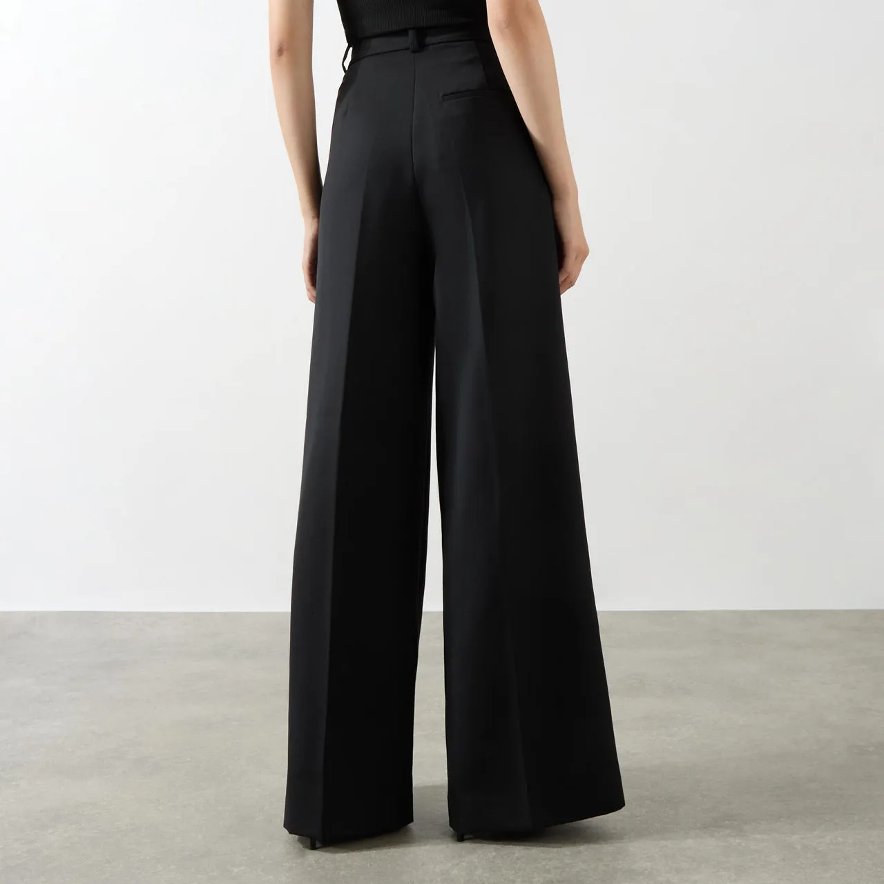 ANINE BING Lou High-Rise Wide Leg Trousers - Black