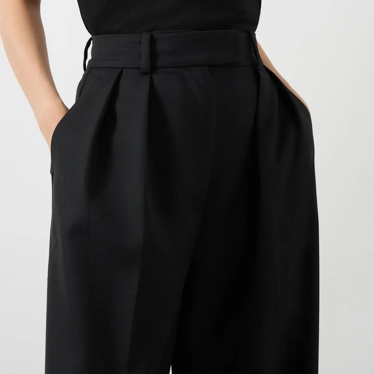 ANINE BING Lou High-Rise Wide Leg Trousers - Black