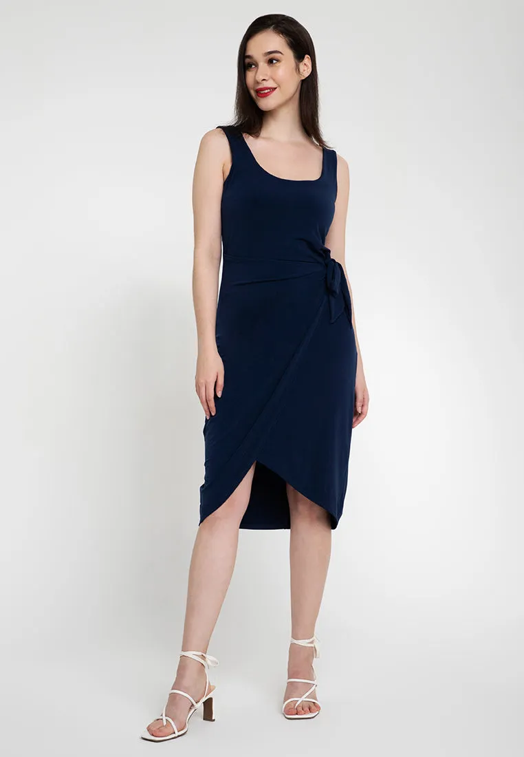 Axton Sleeveless Wrap Contour Dress