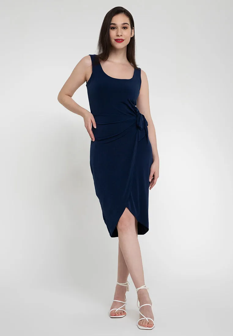 Axton Sleeveless Wrap Contour Dress