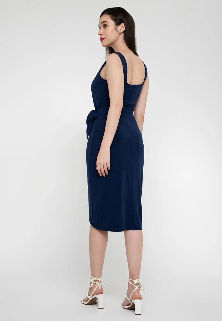 Axton Sleeveless Wrap Contour Dress