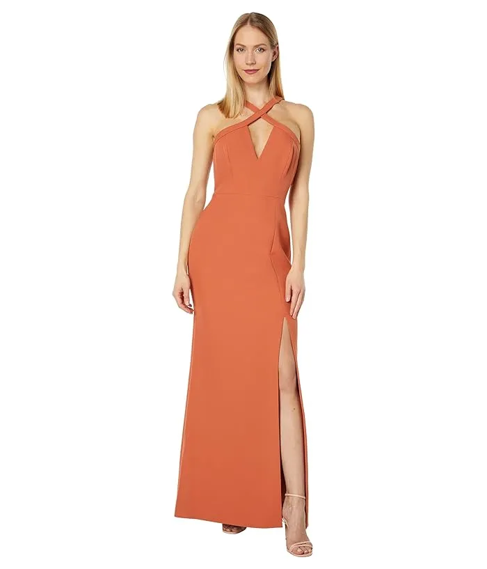 BCBGMAXAZRIA Cross Neck Evening Gown Women's