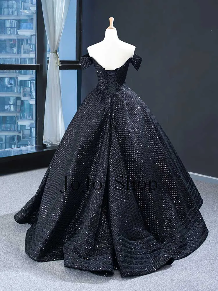 Black High Low Ball Gown Style Formal Evening Gown RS210106