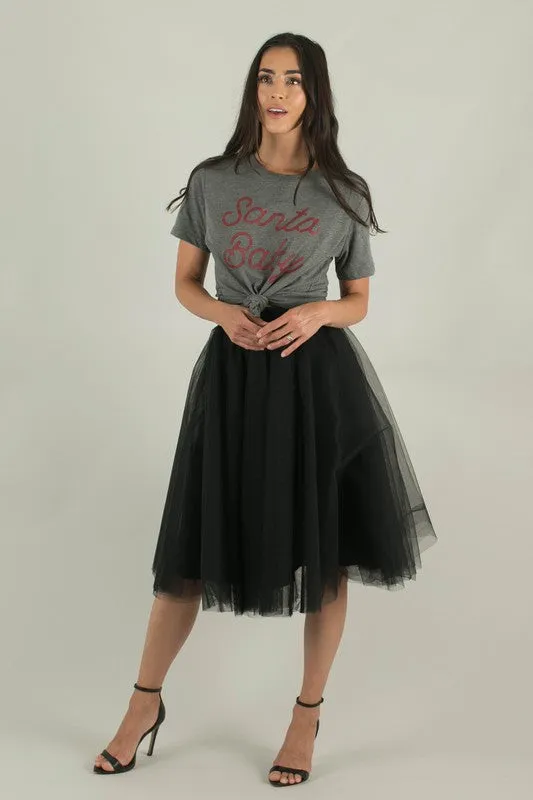 Black Midi Tulle Skirt