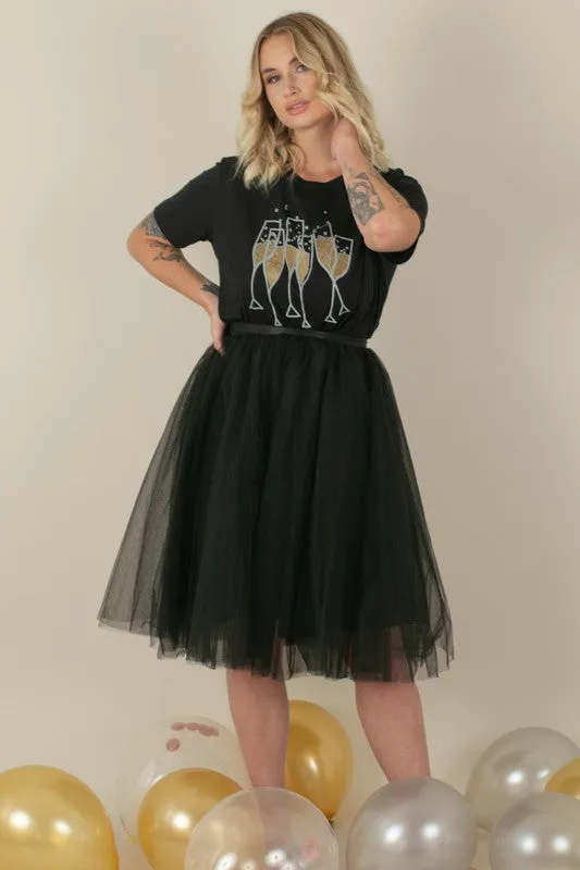 Black Midi Tulle Skirt