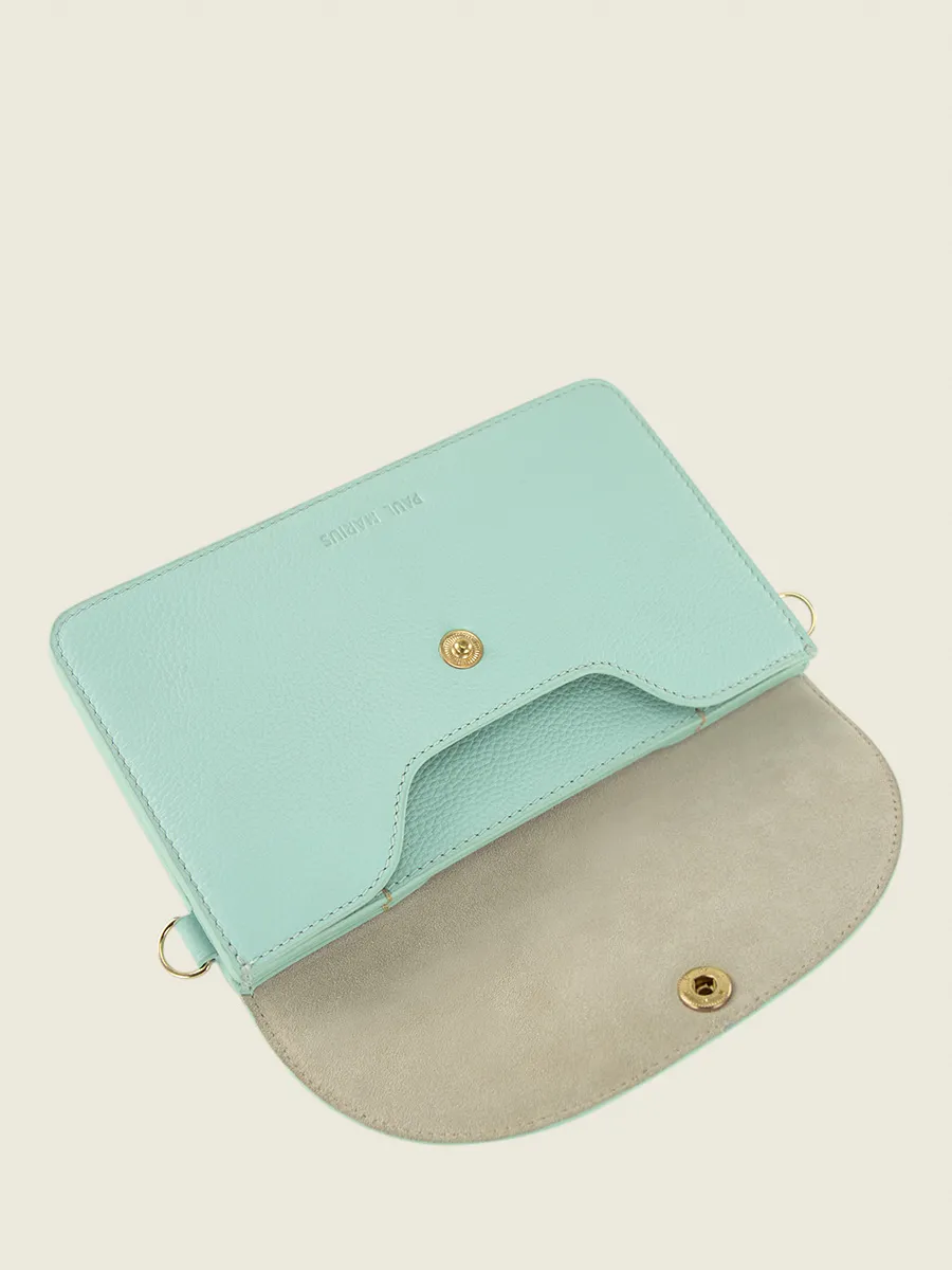 Blue Leather Clutch Bag for Women - Bertille Azur Sky Blue | PAUL MARIUS