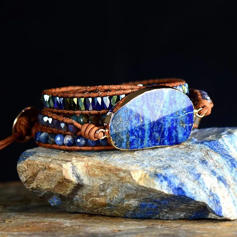 Blue Ocean Lapis Lazuli Wrap Bracelet