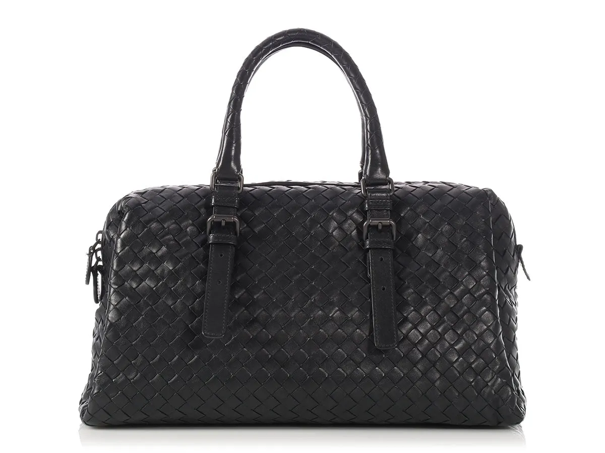 Bottega Veneta Black Woven Leather Satchel