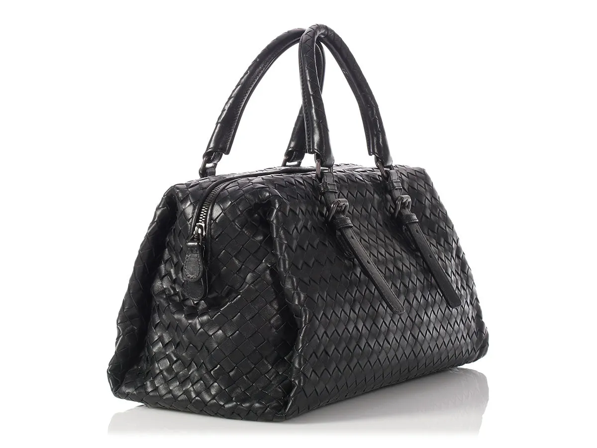 Bottega Veneta Black Woven Leather Satchel