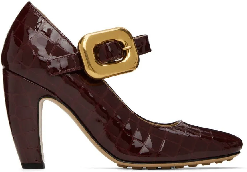 Bottega Veneta Burgundy Mostra Mary-Jane Heels