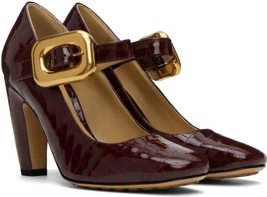 Bottega Veneta Burgundy Mostra Mary-Jane Heels