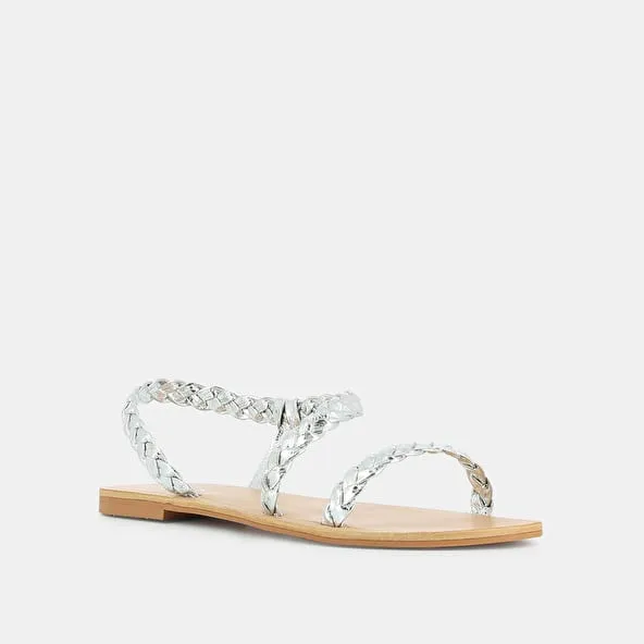 Braided strappy sandals in gold metallic leather