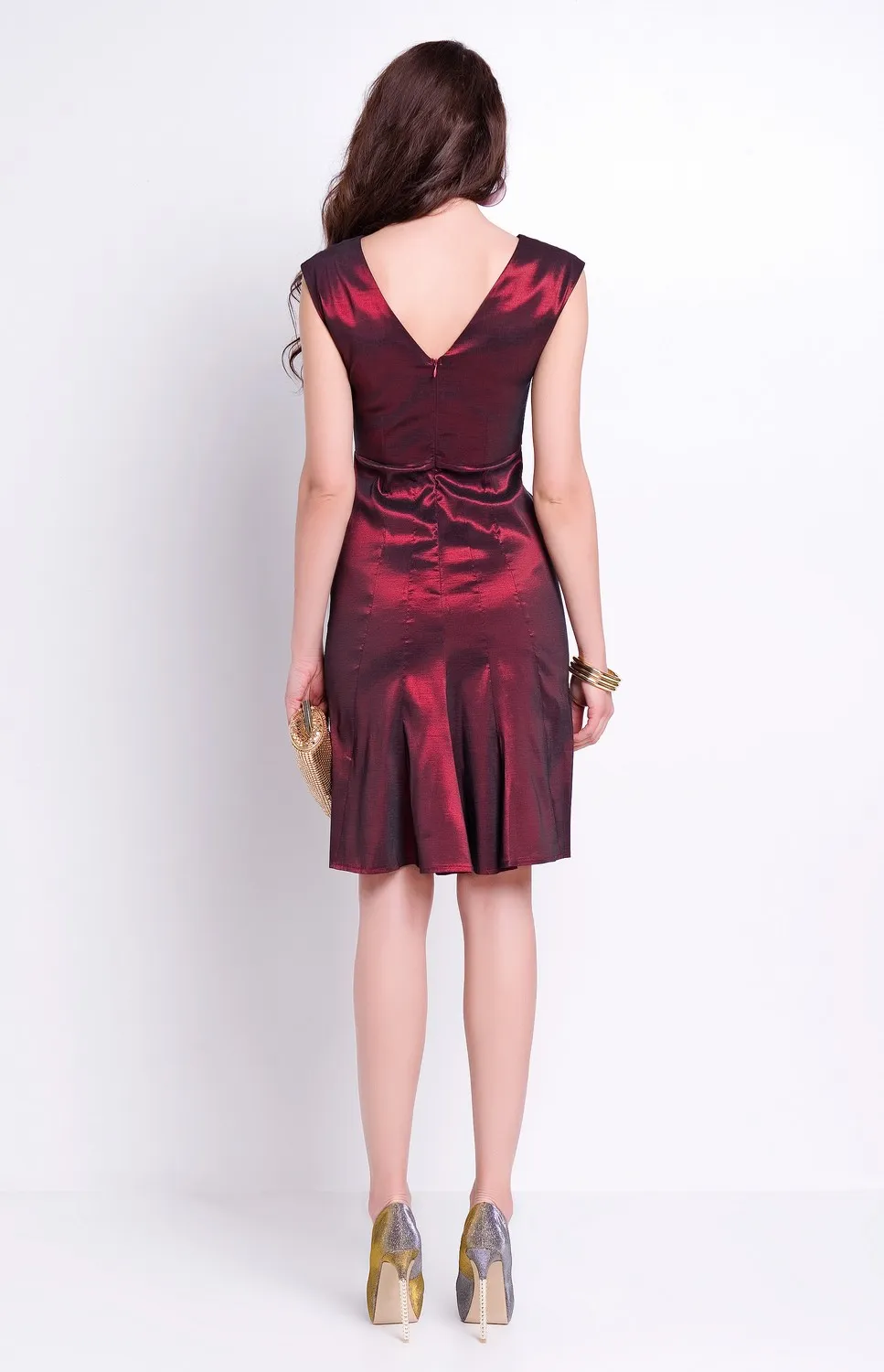 Burgundy cocktail sheath dress Fiona