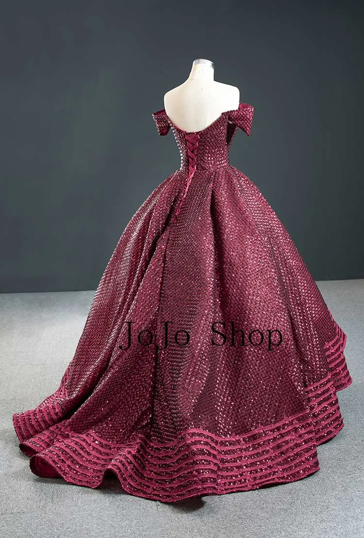 Burgundy High Low Ball Gown Style Formal Evening Gown RS210106