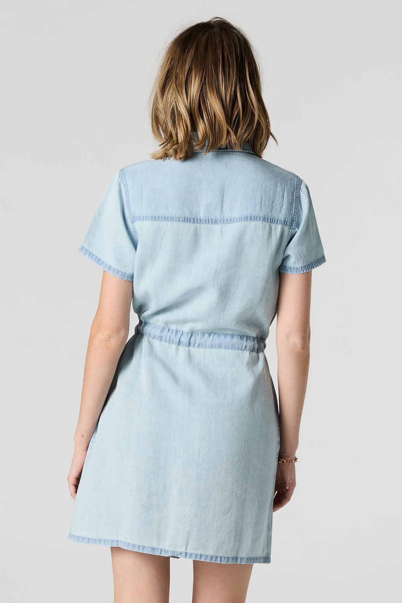 Button-Up Self Tie T-Shirt Dress