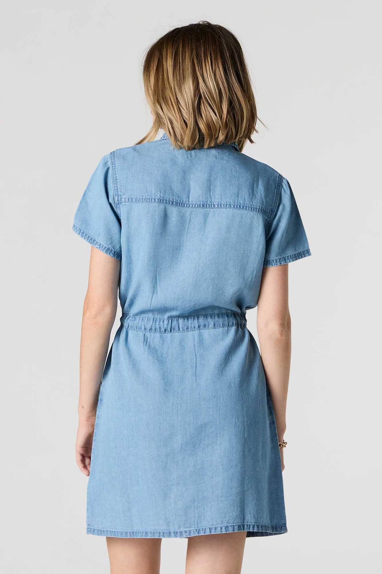 Button-Up Self Tie T-Shirt Dress