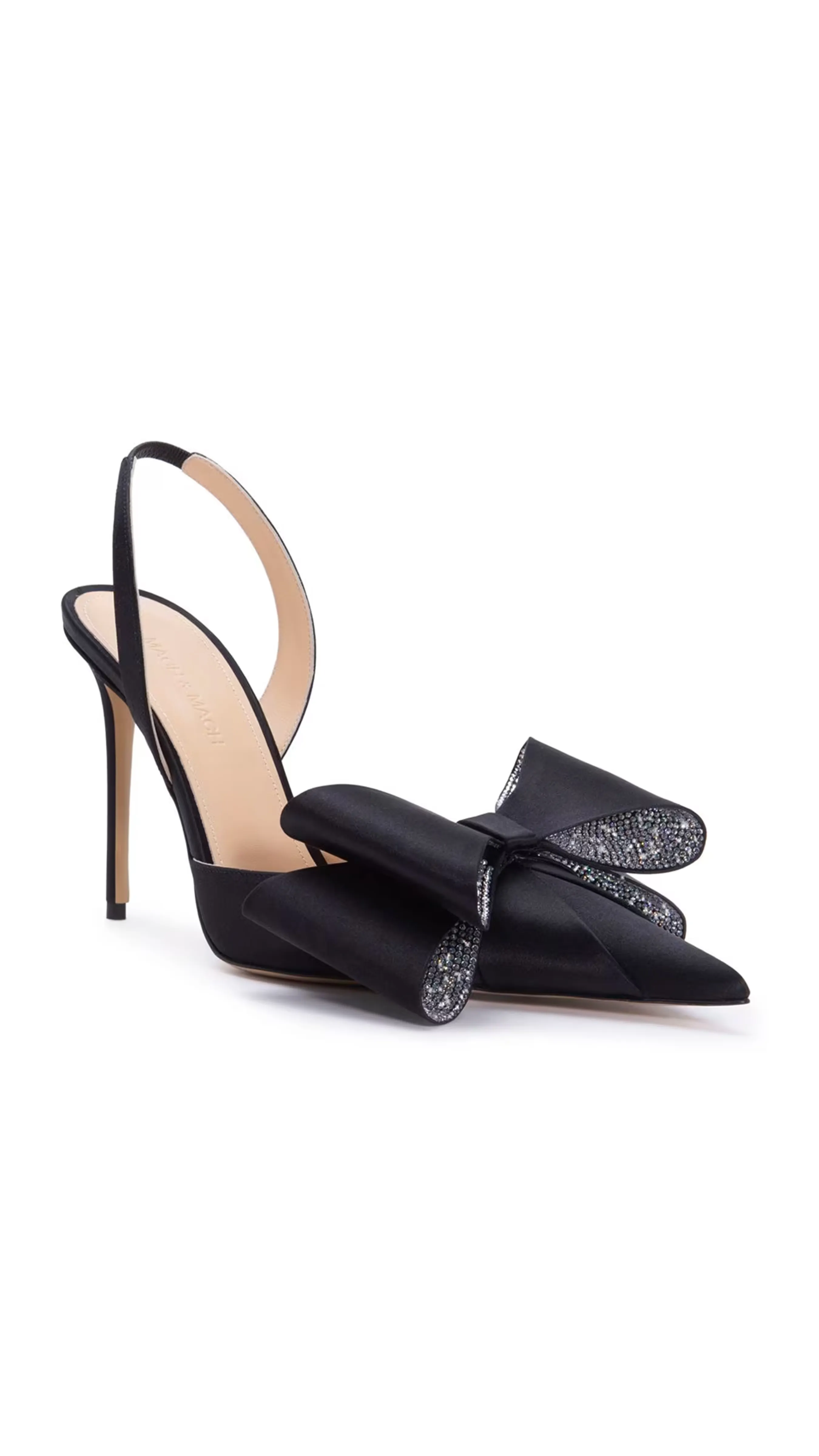 Cadeau Bow Satin Slingback Pumps - Black