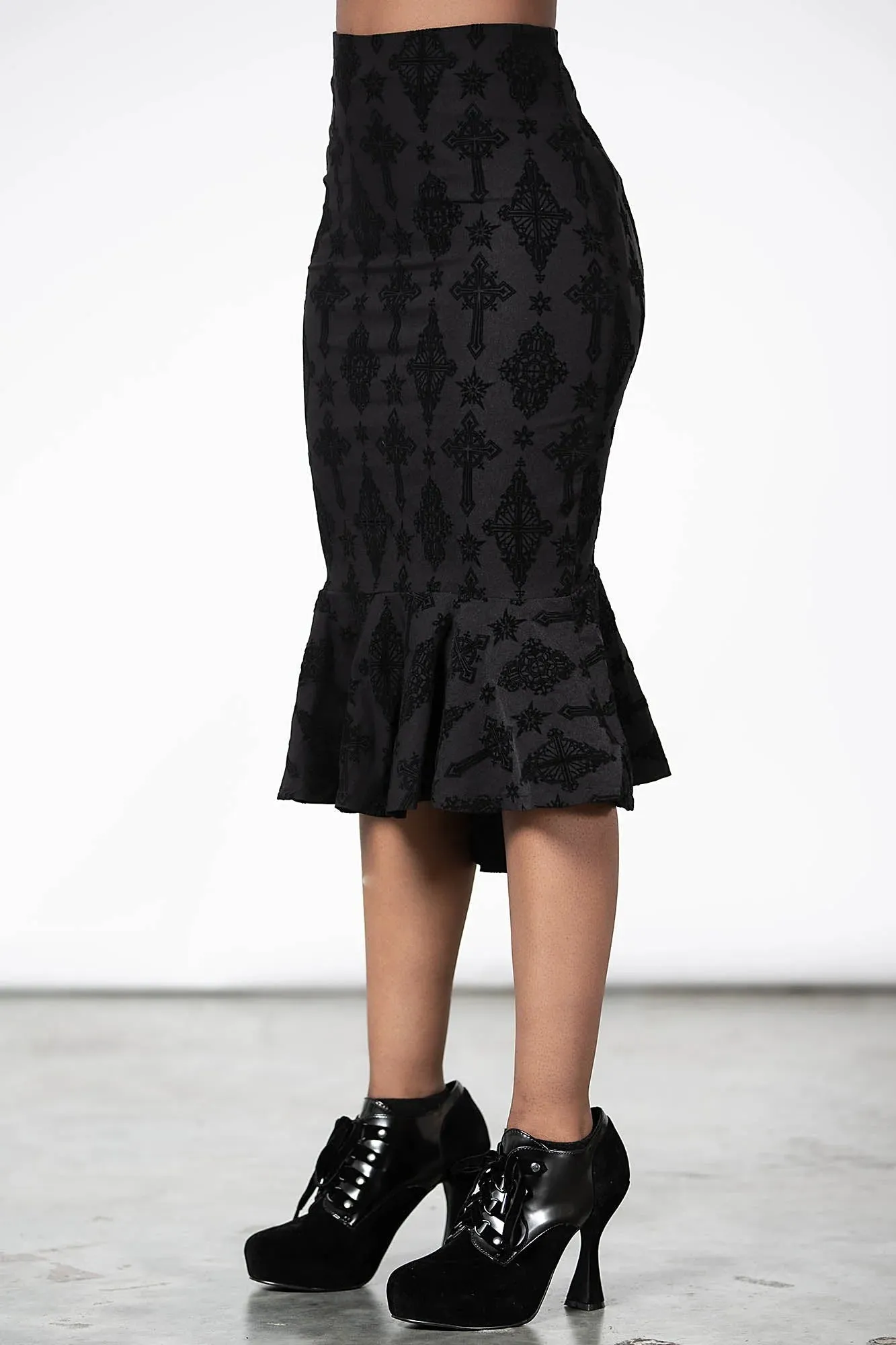 Cadence Flocked Midi Skirt