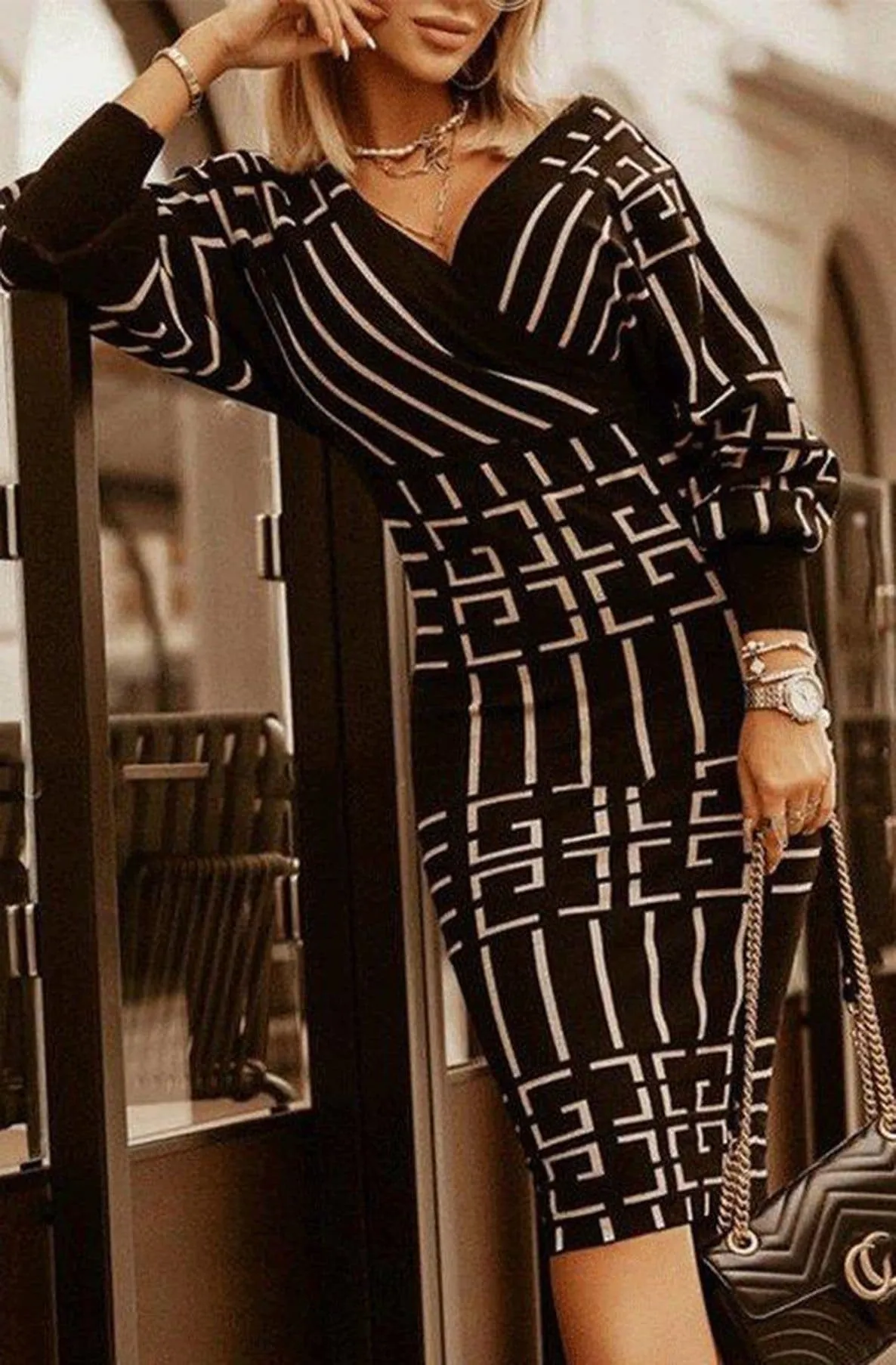 Cassandra  Patterned Midi Dress