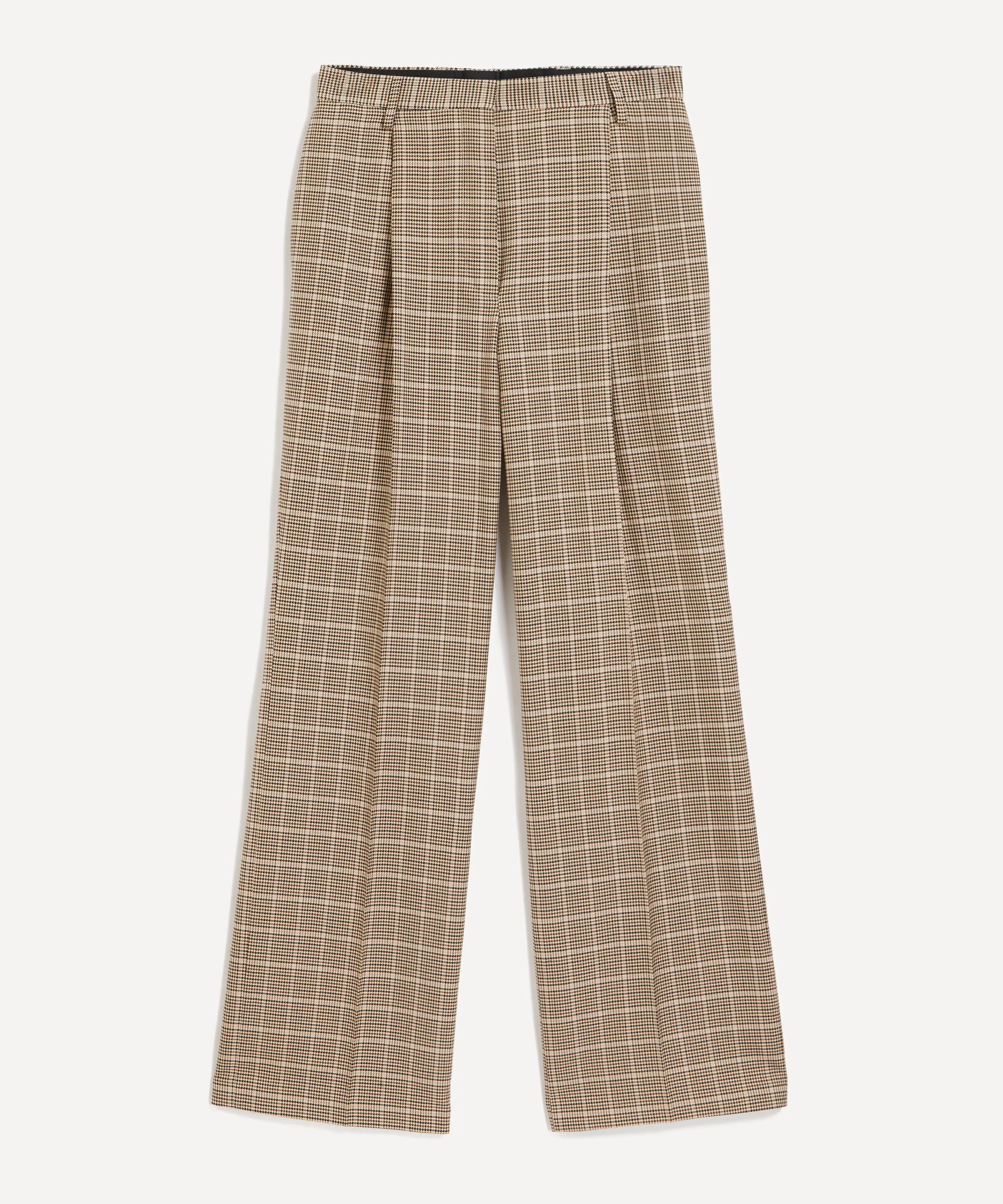 Checked Wool Wide-Leg Trousers