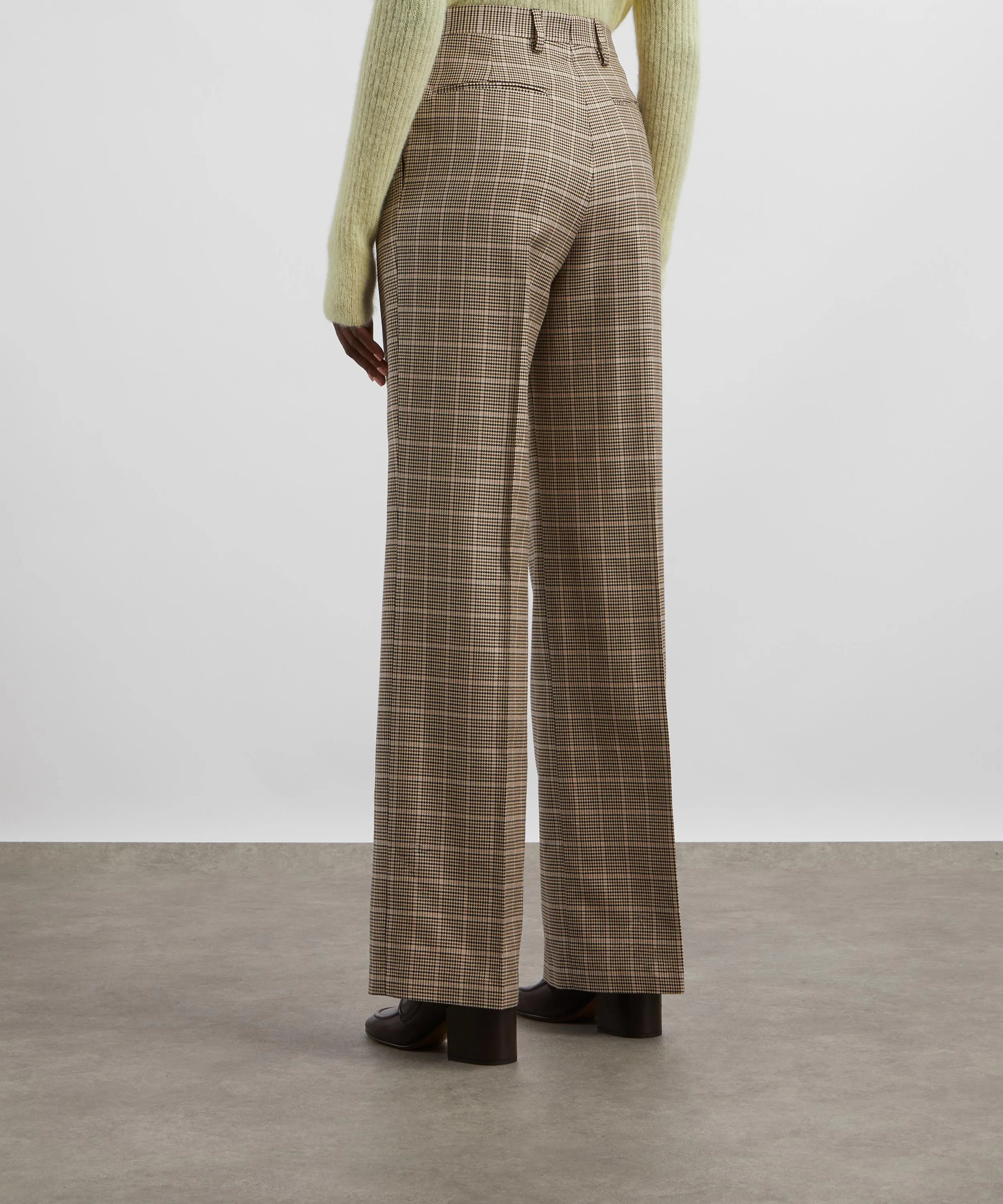 Checked Wool Wide-Leg Trousers