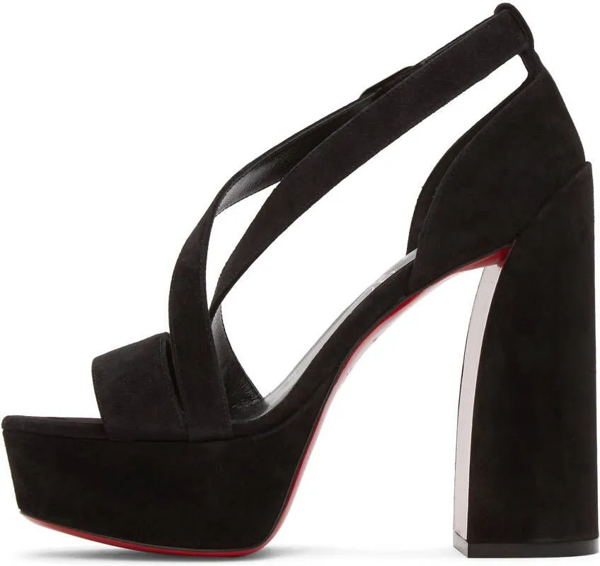 Christian Louboutin Black Suede Movida 130 Heels