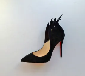 Christian Louboutin Victorina 100 Black Suede Heels flame pumps