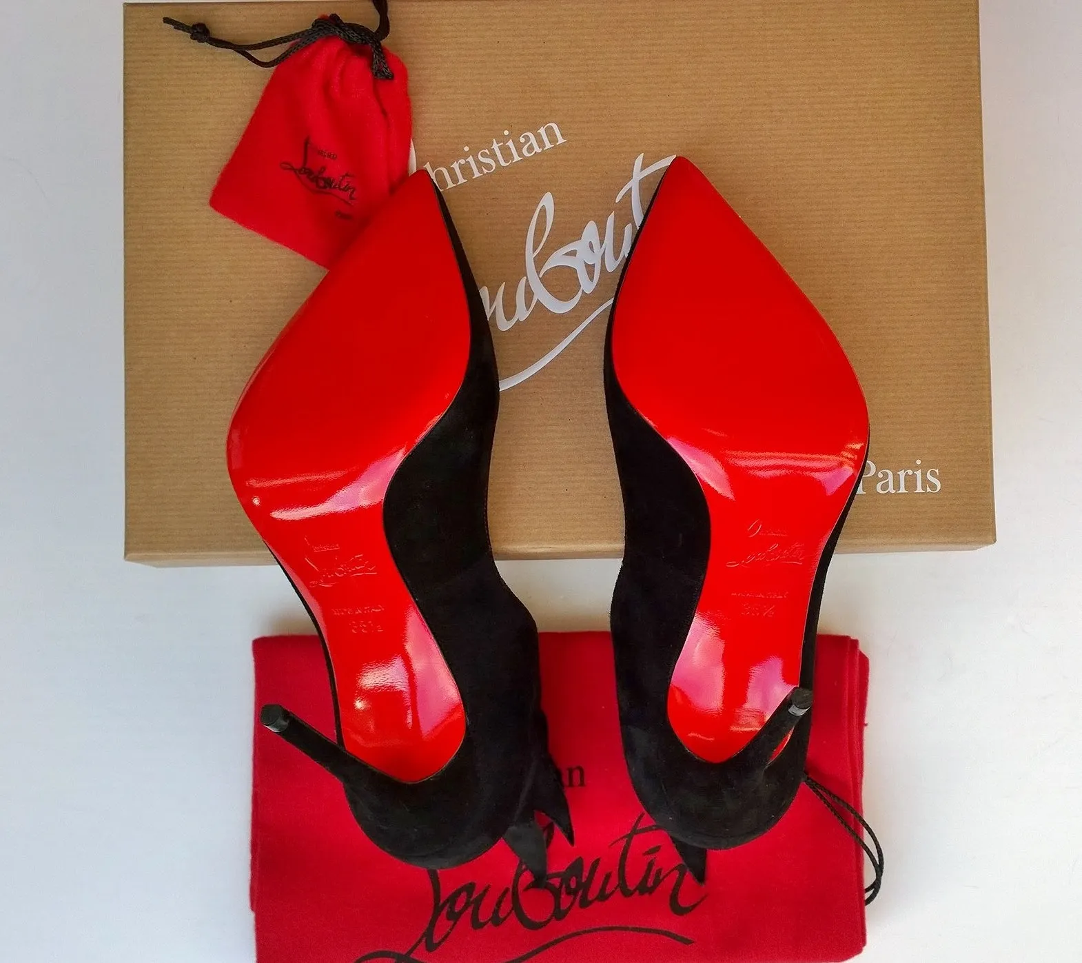 Christian Louboutin Victorina 100 Black Suede Heels flame pumps