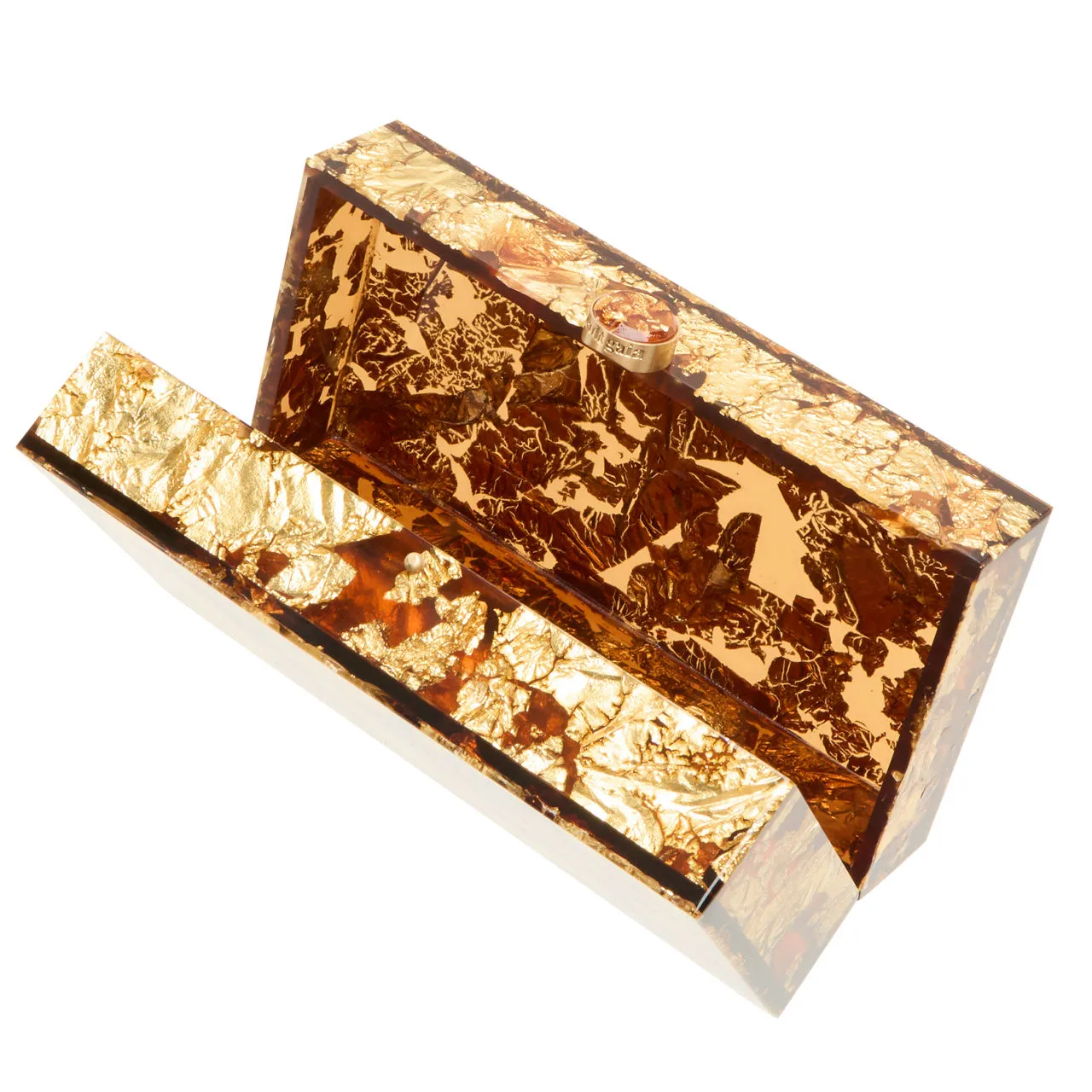 CULT GAIA Ela Gold-Tone Foiled Clutch - Shiny Brass