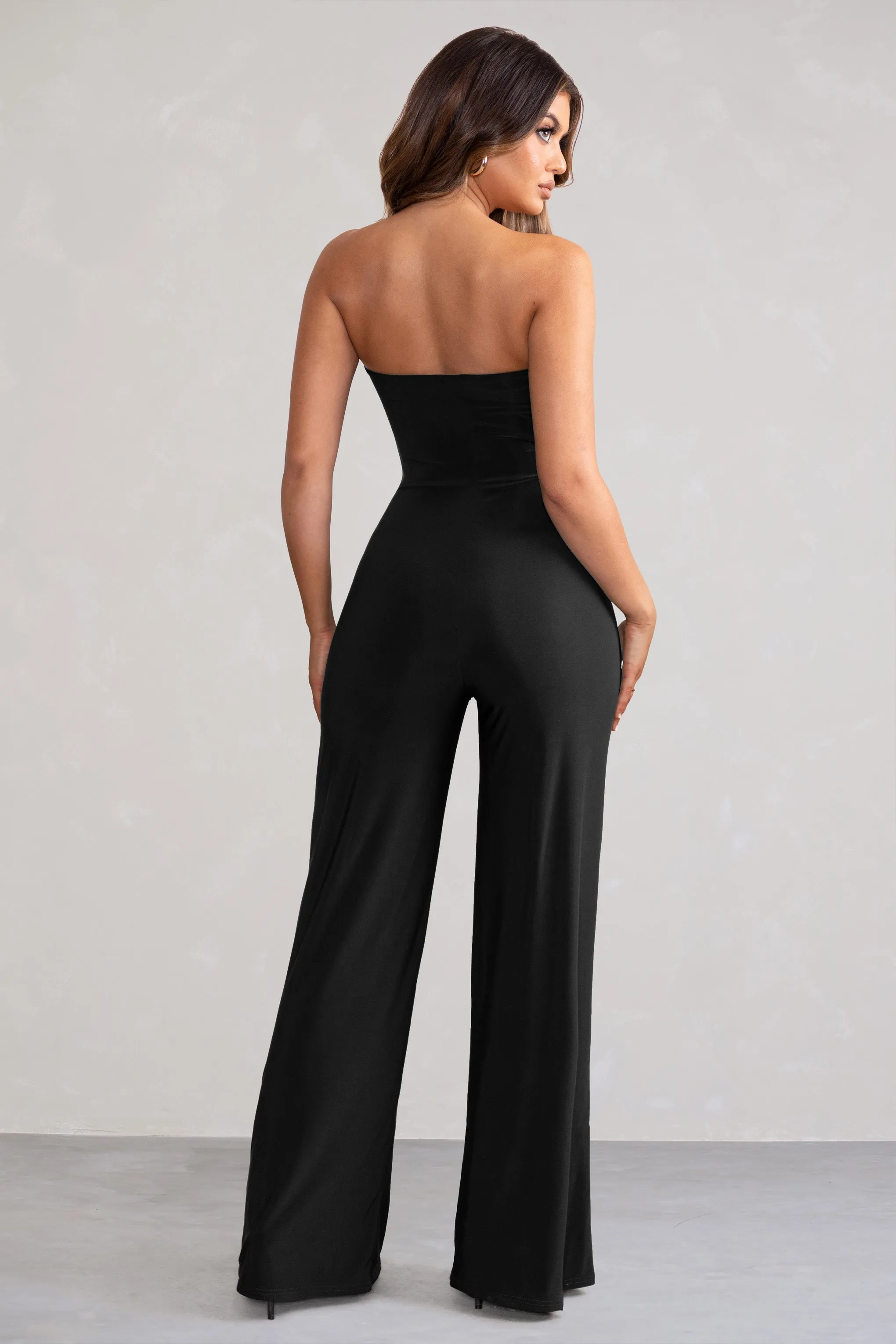 Darya | Black Bandeau Wide Leg Jumpsuit