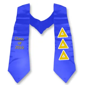 Delta Delta Delta Graduation Stole with Twill Letters - TWILL