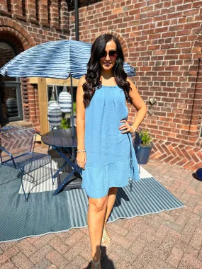 Denim Strappy Bubble Cotton Dress Isla