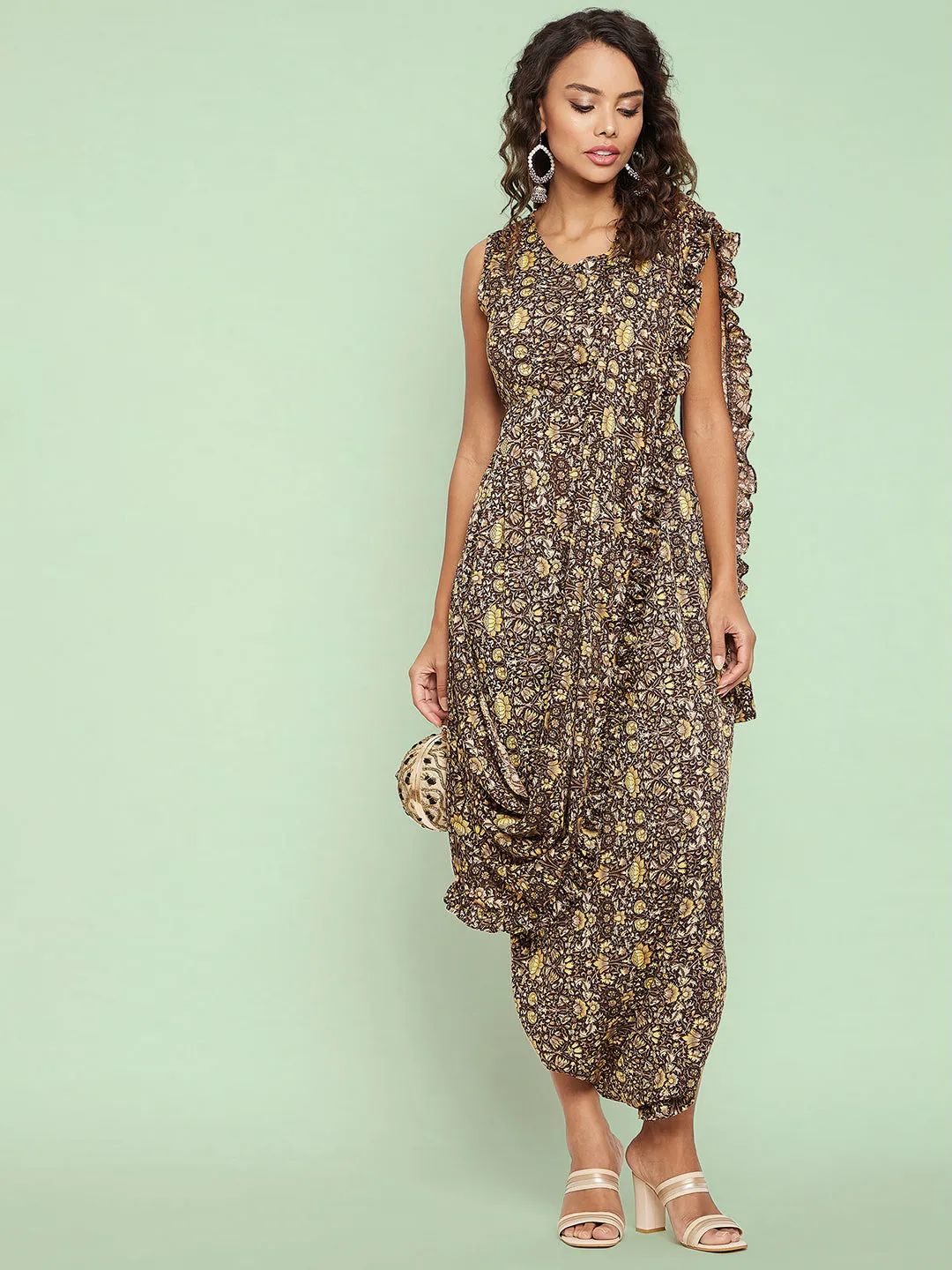 Dhoti Jumpsuit with Attached Dupatta