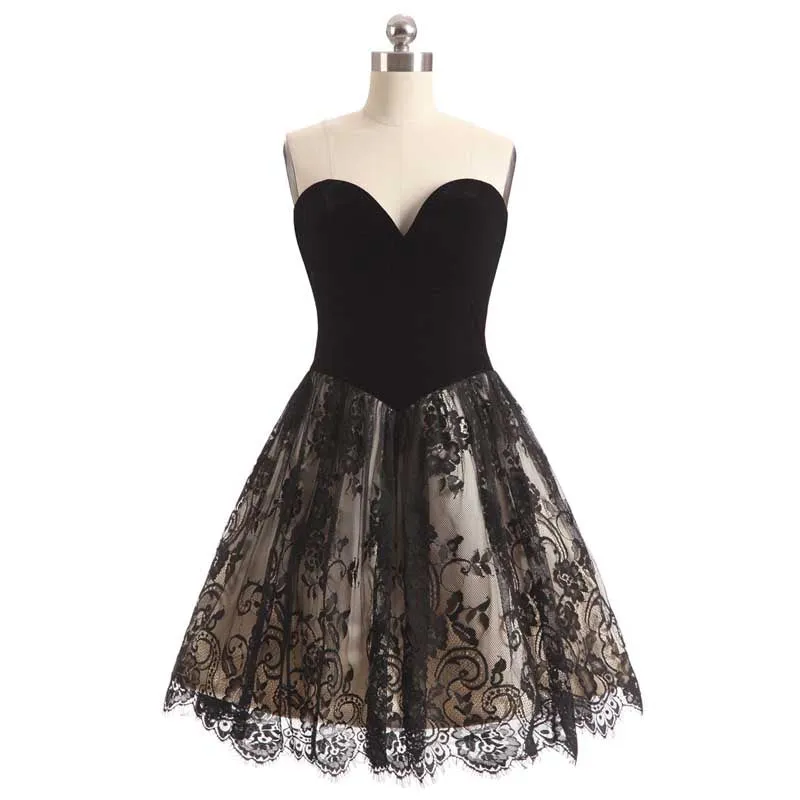 Elegant Black Lace Short Cocktail Dress EN1011