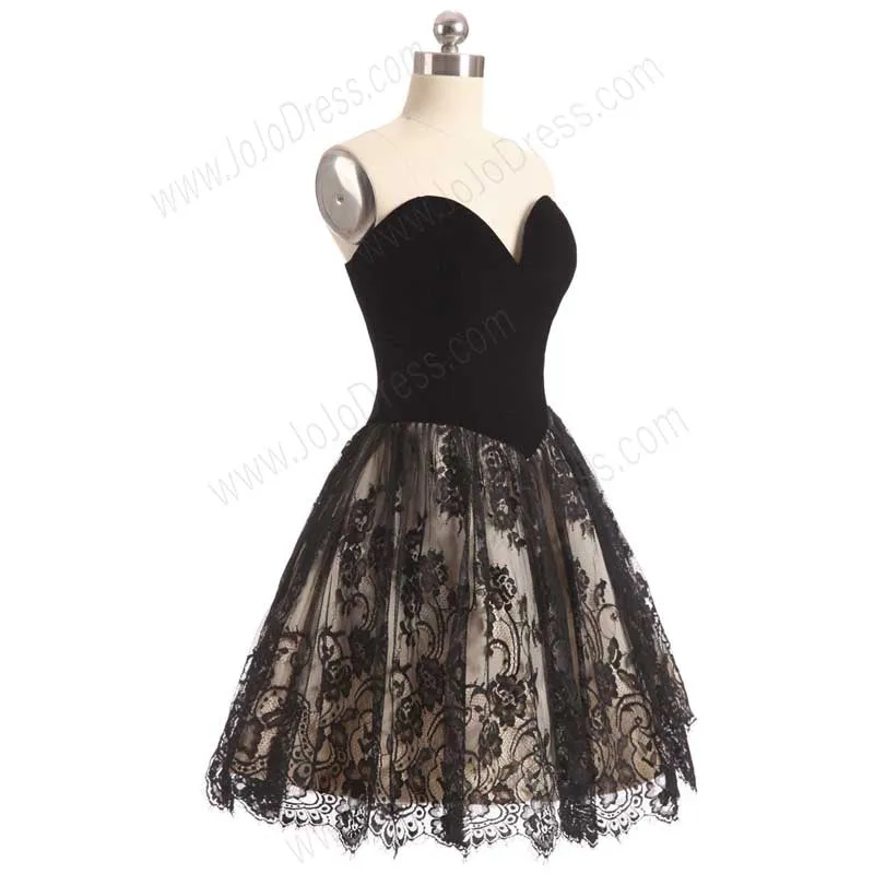 Elegant Black Lace Short Cocktail Dress EN1011