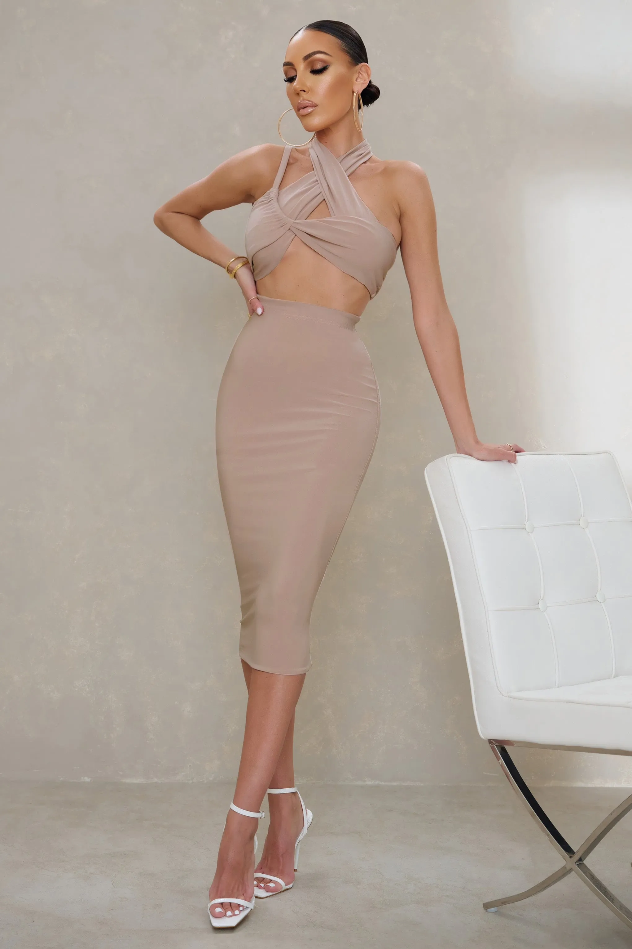 Elevate | Champagne Midi Skirt