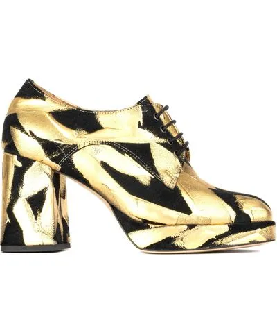 Embassy London Usa Gold / Black Roulette Platform - Gold & Black - Womens Designer Heels