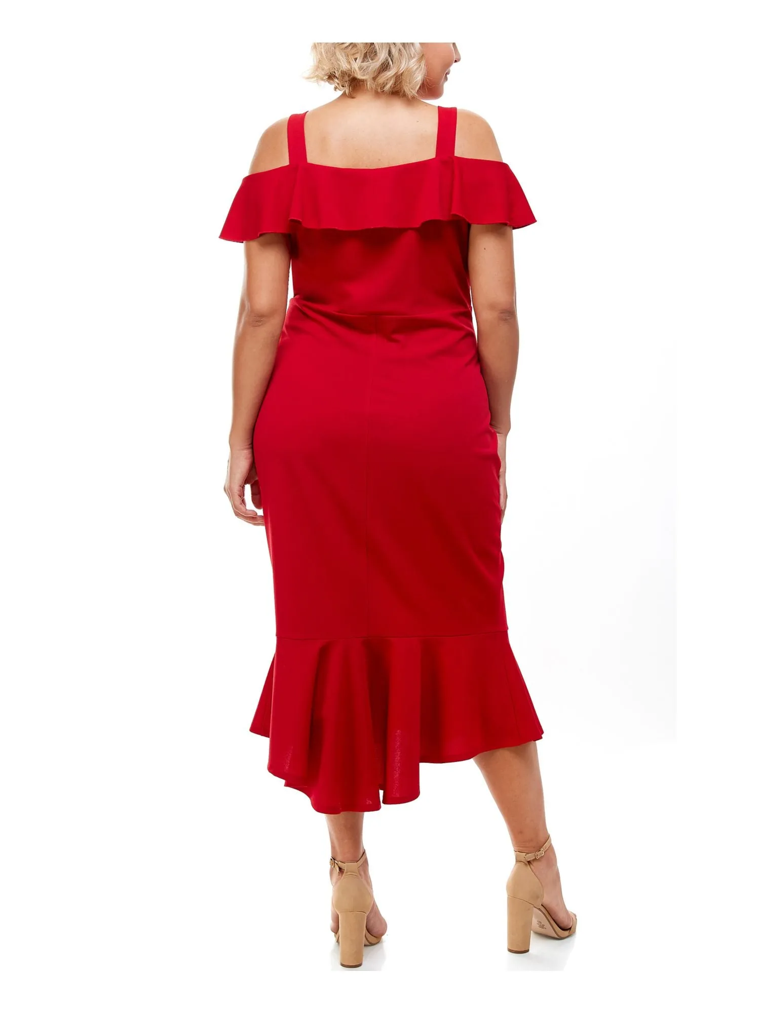 Emerald Sundae Women's Cold Shoulder Midi Dress Red Size 22