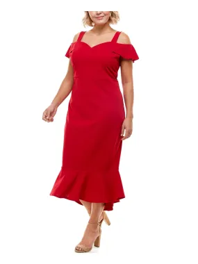 Emerald Sundae Women's Cold Shoulder Midi Dress Red Size 22