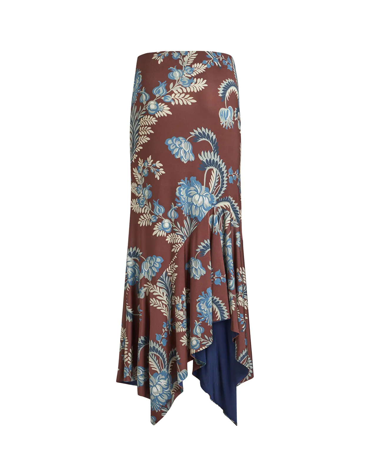 ETRO Burgundy Printed Jersey Midi Skirt