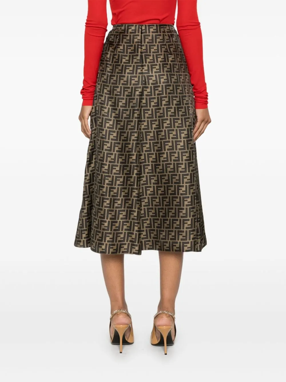 FENDI Signature FF-Pattern Print Midi Skirt