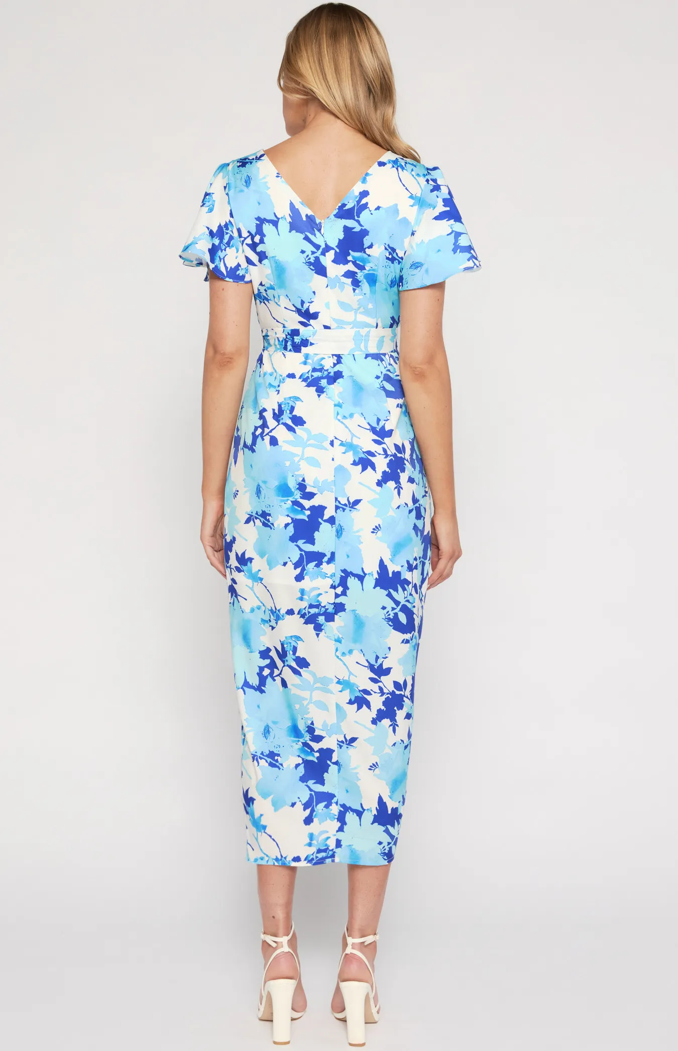 Floral Butterfly Sleeve Dress with Tulip Hem (SDR1332B)