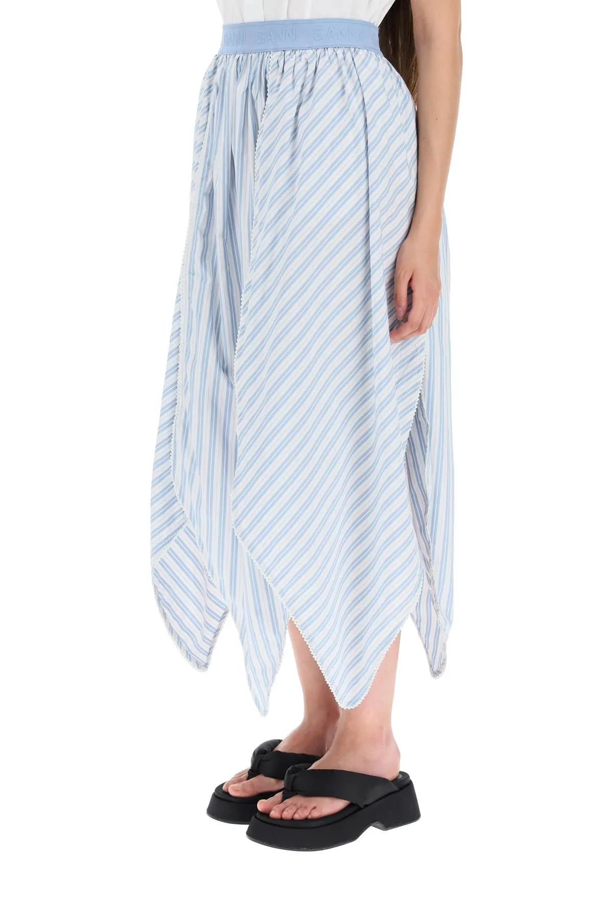 Ganni Striped Midi Skirt