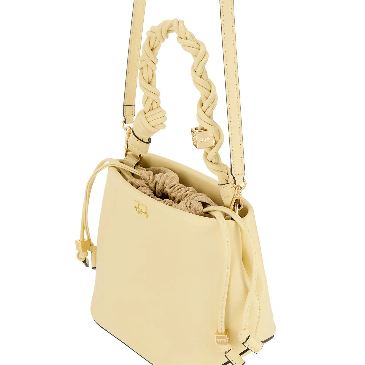 GANNI The Sustainable Edit Bou Bucket Crossbody Bag - Yellow Cream